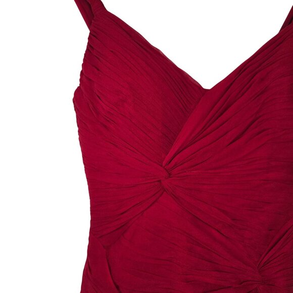 Vintage 1990s Lillie Rubin Crimson Red Assym Hem 100% Silk Prom Evening Gown, 2 - Picture 3 of 11